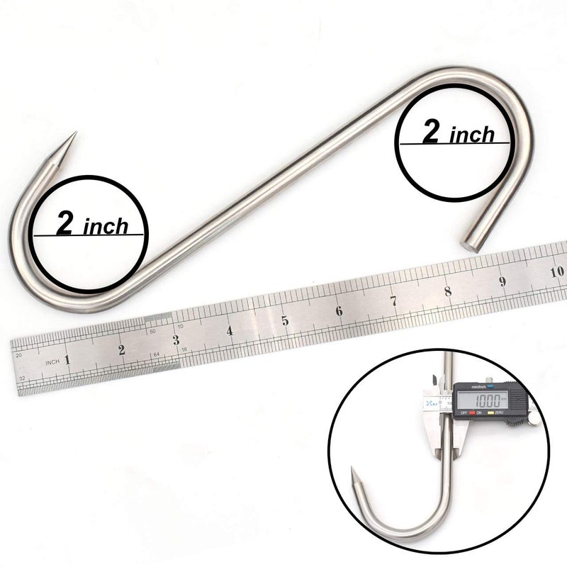 HONSHEN 10 Inch Meat Hook, Heavy Duty 10mm S-Hooks Stainless Steel Meat Processing Butcher Hooks (10mm10inch) - Image 3